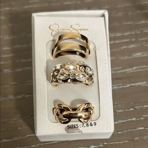 Jessica Simpson Gold and Silver Ring Trio